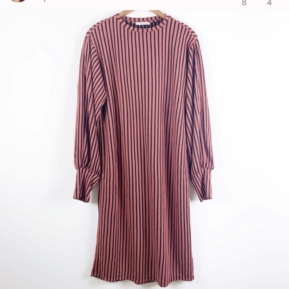 Zara dusty black strip shirt dress S